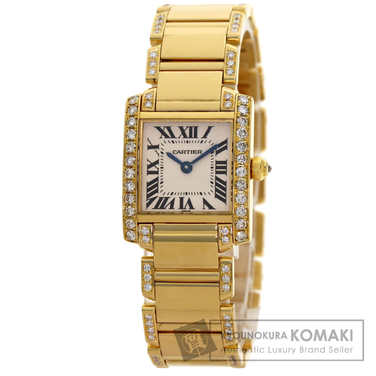 CARTIER Tank Française SM Bracelet with Aftermarket Diamonds Watches WE1001R K18 Yellow Gold/K18YGxDiamond Ladies