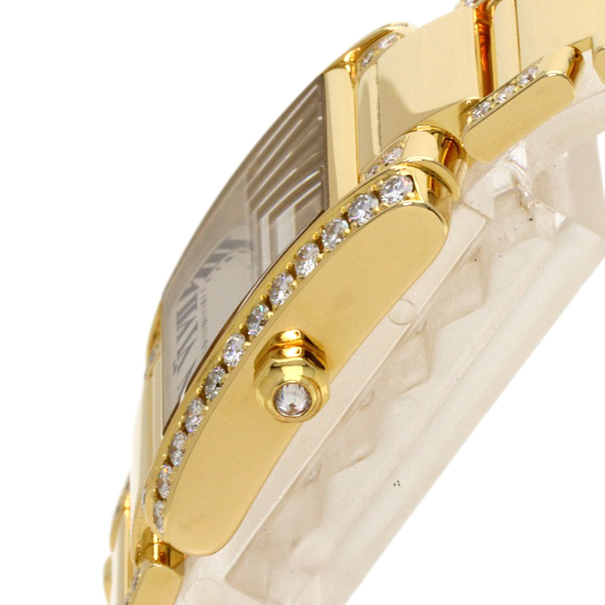 CARTIER Tank Française SM Bracelet with Aftermarket Diamonds Watches WE1001R K18 Yellow Gold/K18YGxDiamond Ladies