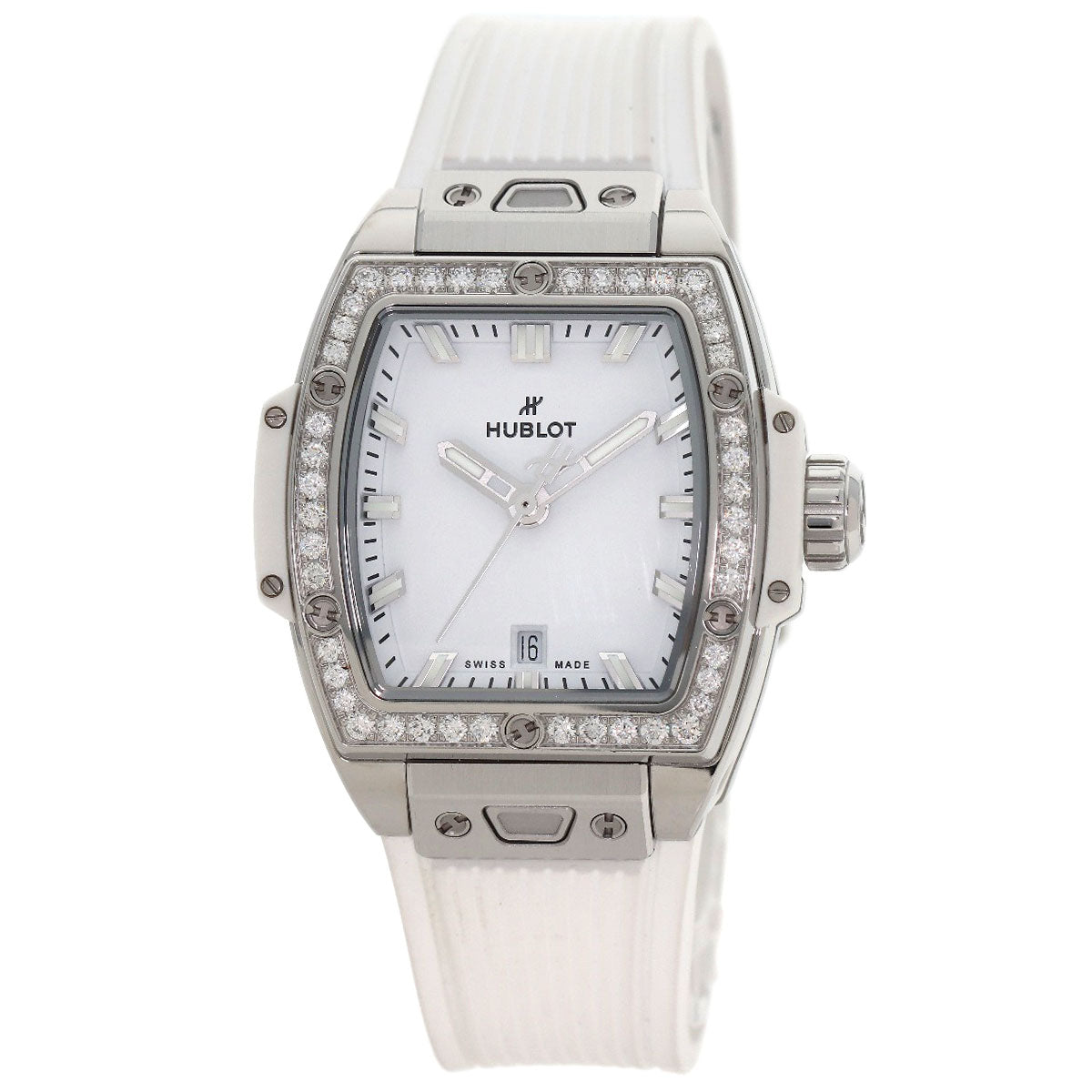 HUBLOT Spirit of Big Bang Steel White Diamond Watches 682.SE.2010.RW.1204 Stainless Steel/Rubber Ladies