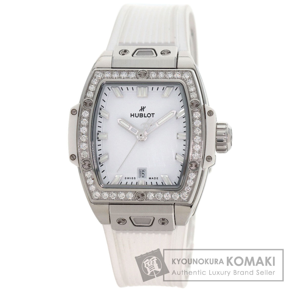 HUBLOT Spirit of Big Bang Steel White Diamond Watches 682.SE.2010.RW.1204 Stainless Steel/Rubber Ladies
