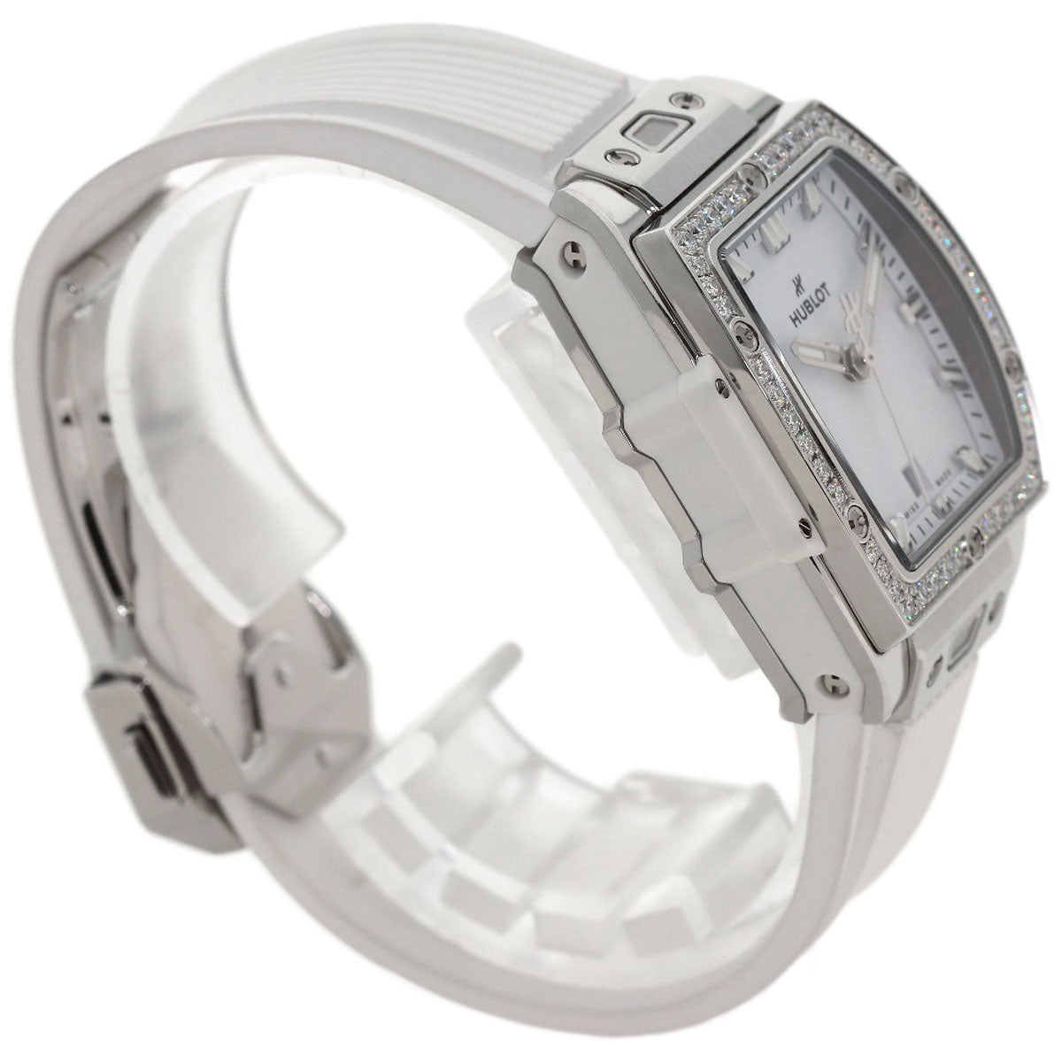 HUBLOT Spirit of Big Bang Steel White Diamond Watches 682.SE.2010.RW.1204 Stainless Steel/Rubber Ladies