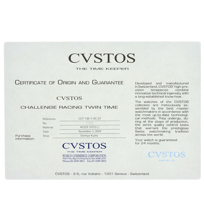 CVSTOS Challenge Racing Twin Time Watches CVT-TW-T-RC Stainless Steel/Rubber mens