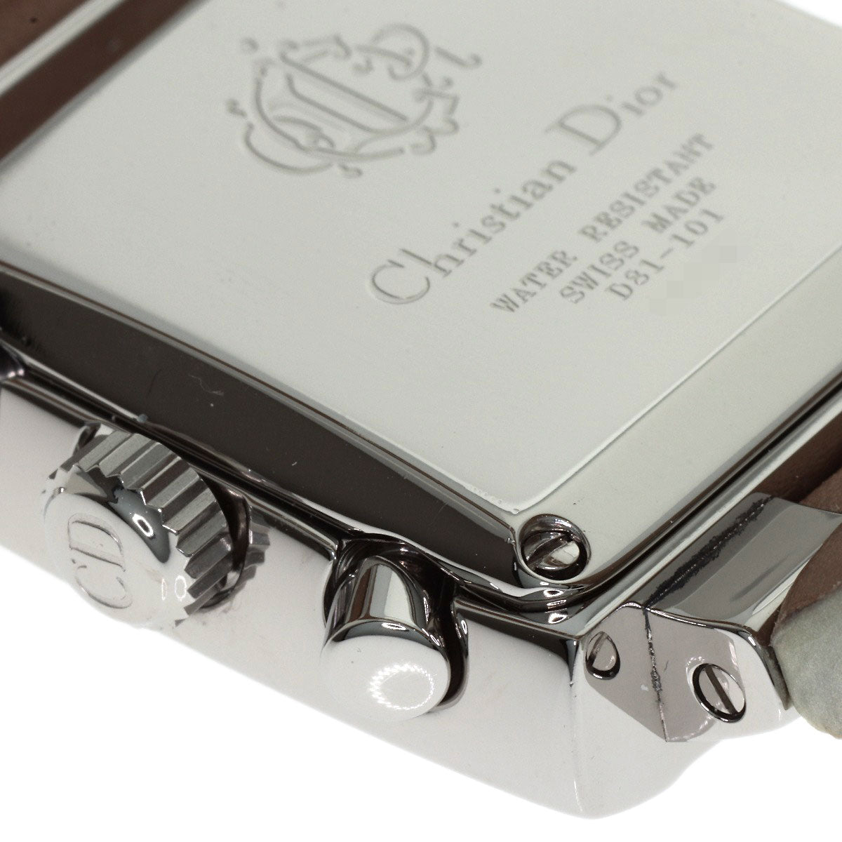 CHRISTIAN DIOR Riva Sparkling Diamond Watches D81-101 Stainless Steel/Leather mens