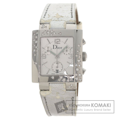 CHRISTIAN DIOR Riva Sparkling Diamond Watches D81-101 Stainless Steel/Leather mens