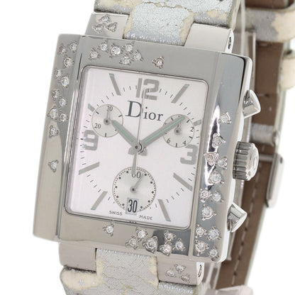 CHRISTIAN DIOR Riva Sparkling Diamond Watches D81-101 Stainless Steel/Leather mens