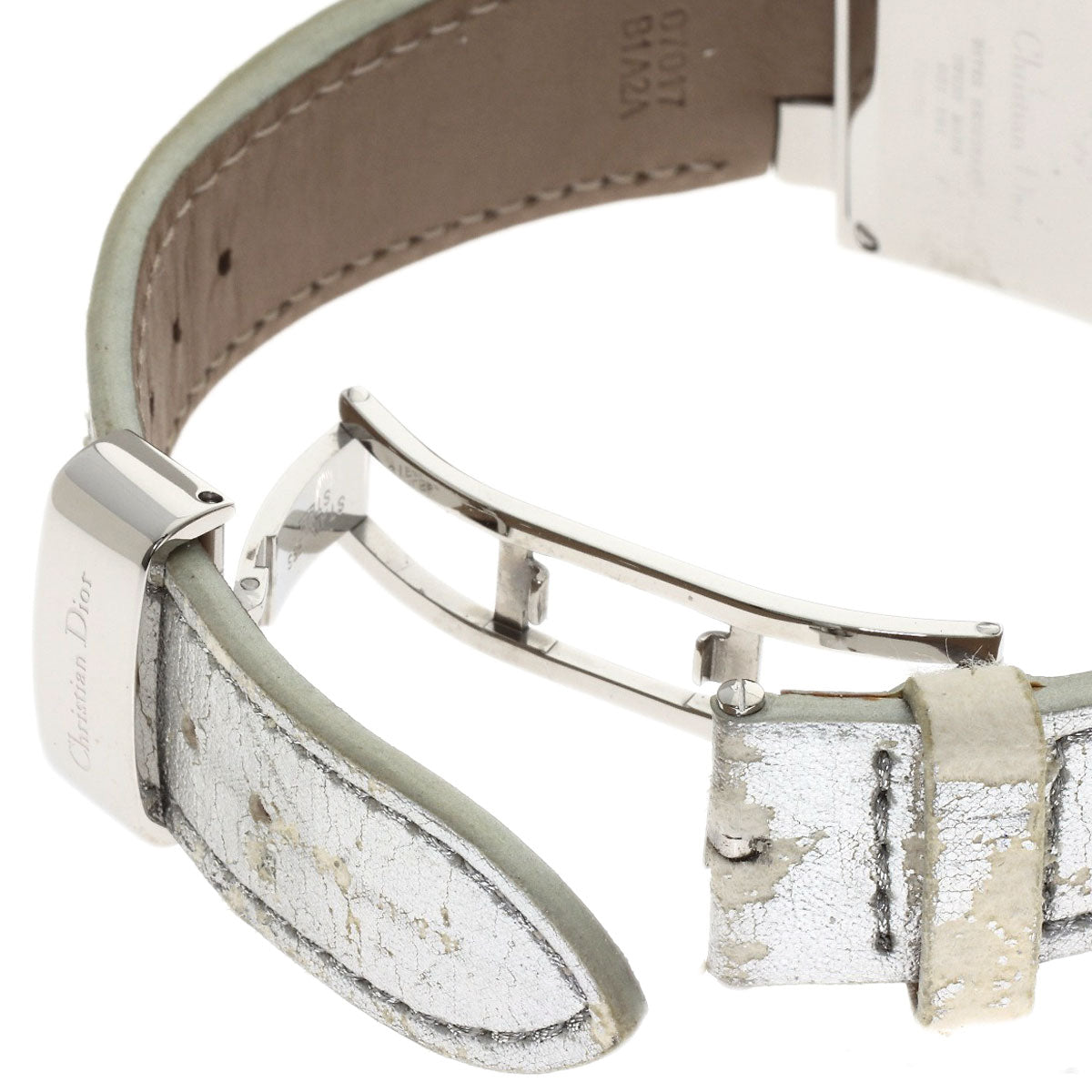 CHRISTIAN DIOR Riva Sparkling Diamond Watches D81-101 Stainless Steel/Leather mens