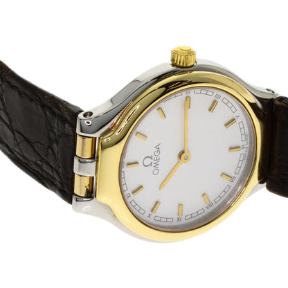OMEGA Round face Watches Stainless Steel/Leather Ladies