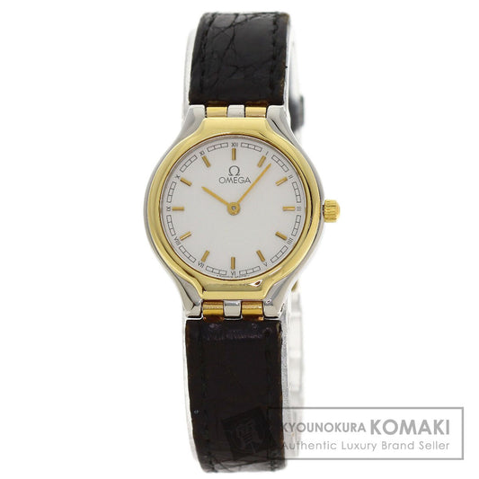 OMEGA Round face Watches Stainless Steel/Leather Ladies
