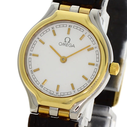 OMEGA Round face Watches Stainless Steel/Leather Ladies