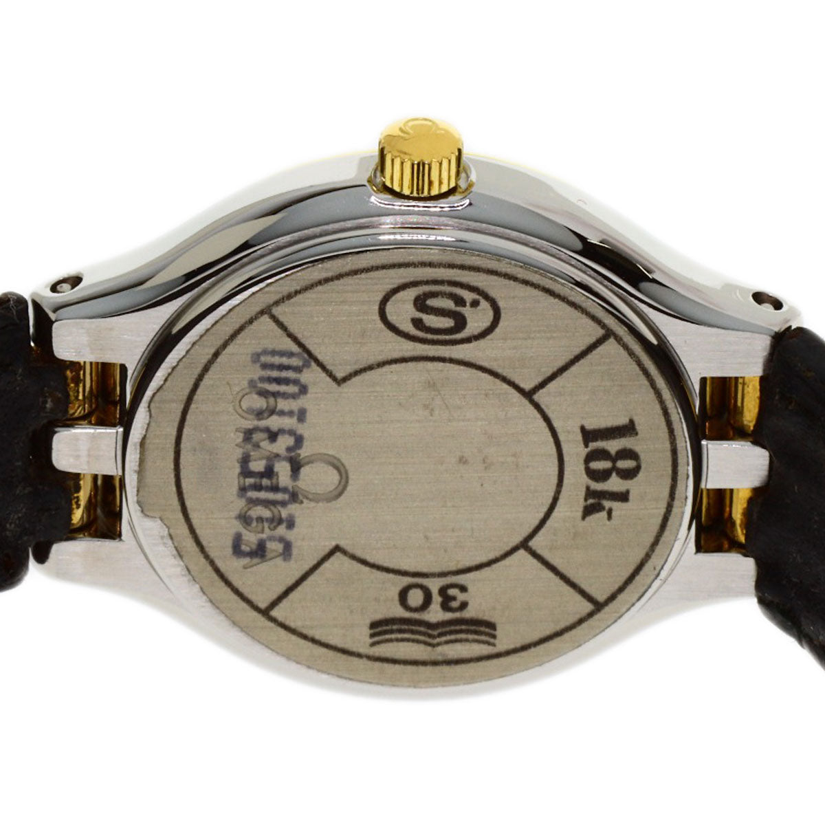 OMEGA Round face Watches Stainless Steel/Leather Ladies