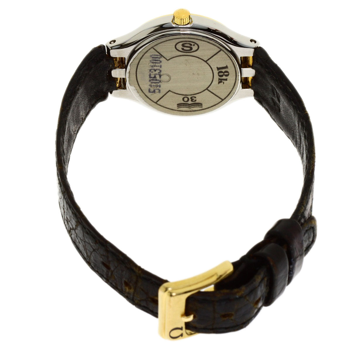 OMEGA Round face Watches Stainless Steel/Leather Ladies
