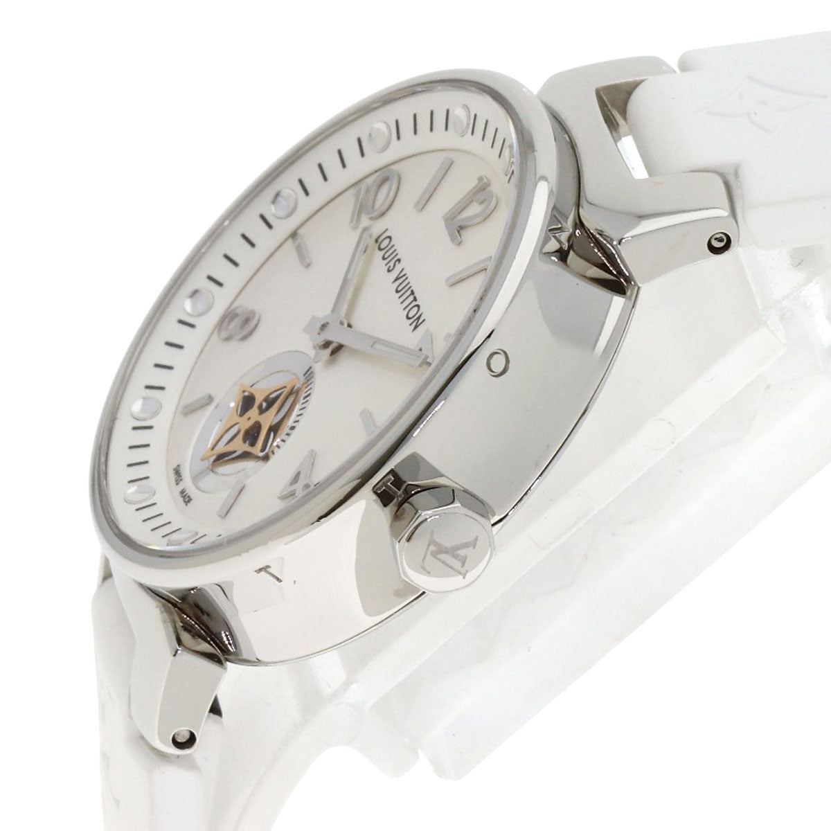 LOUIS VUITTON Tambour Moonstar PM Watches Q8J10 Stainless Steel/Rubber Ladies
