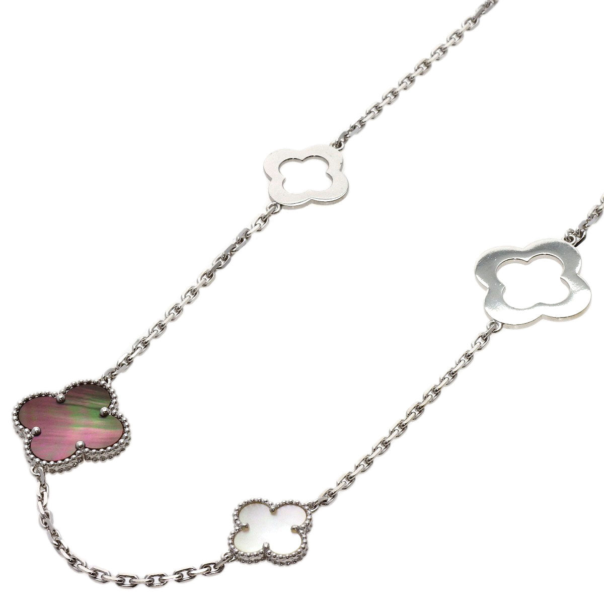 Van Cleef & Arpels Magic Alhambra Byzantine Necklace K18 White Gold Ladies [Used]
