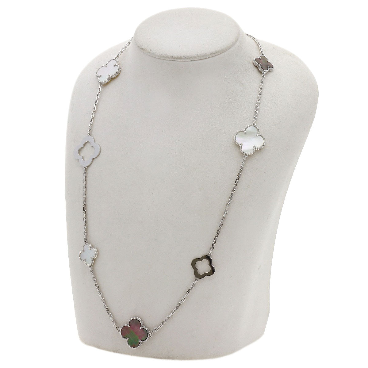 Van Cleef & Arpels Magic Alhambra Byzantine Necklace K18 White Gold Ladies [Used]