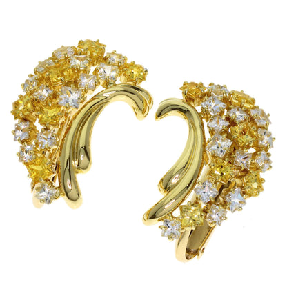 Jeunet Yellow sapphire White sapphire Earring K18 Yellow Gold Ladies [Used]