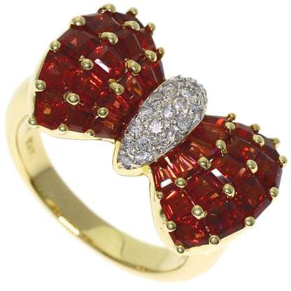 Ponte Vecchio Ribbon motif, colored stone, diamond Ring K18 Yellow Gold Ladies [Used]
