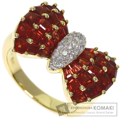 Ponte Vecchio Ribbon motif, colored stone, diamond Ring K18 Yellow Gold Ladies [Used]