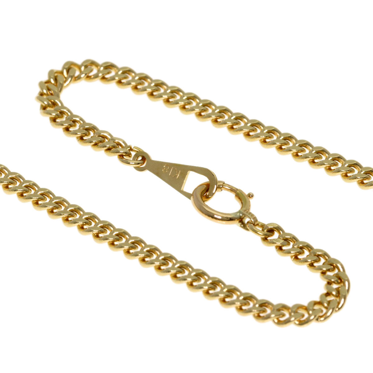 Curb chain Kihei 2 sides Necklace K18 Yellow Gold 10g　Ladies