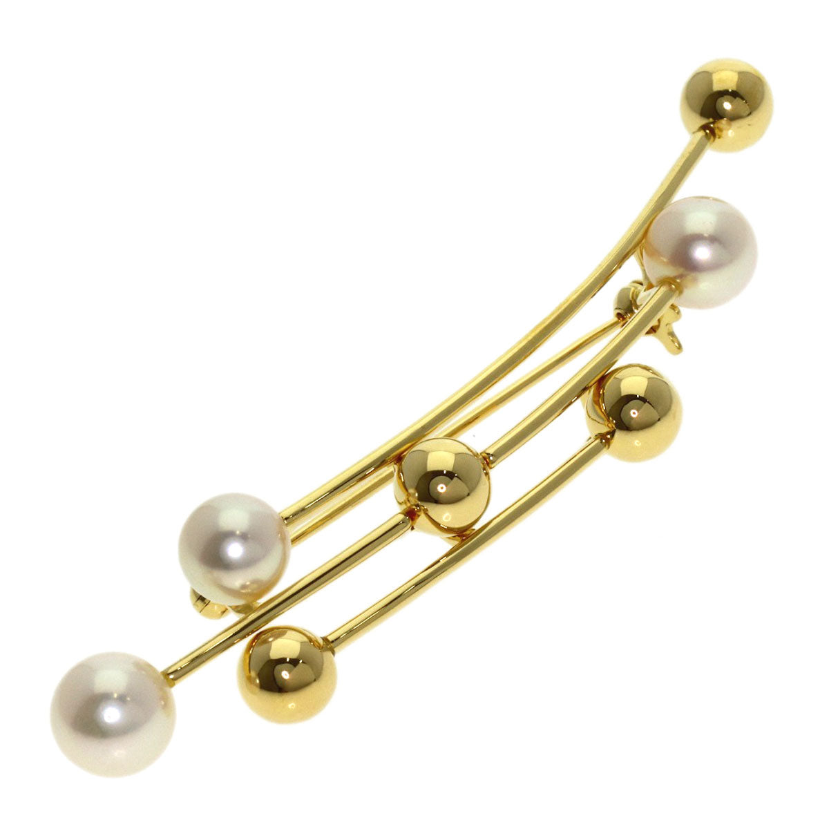 MIKIMOTO Pearl Pearl Brooch K18 Yellow Gold Ladies [Used]