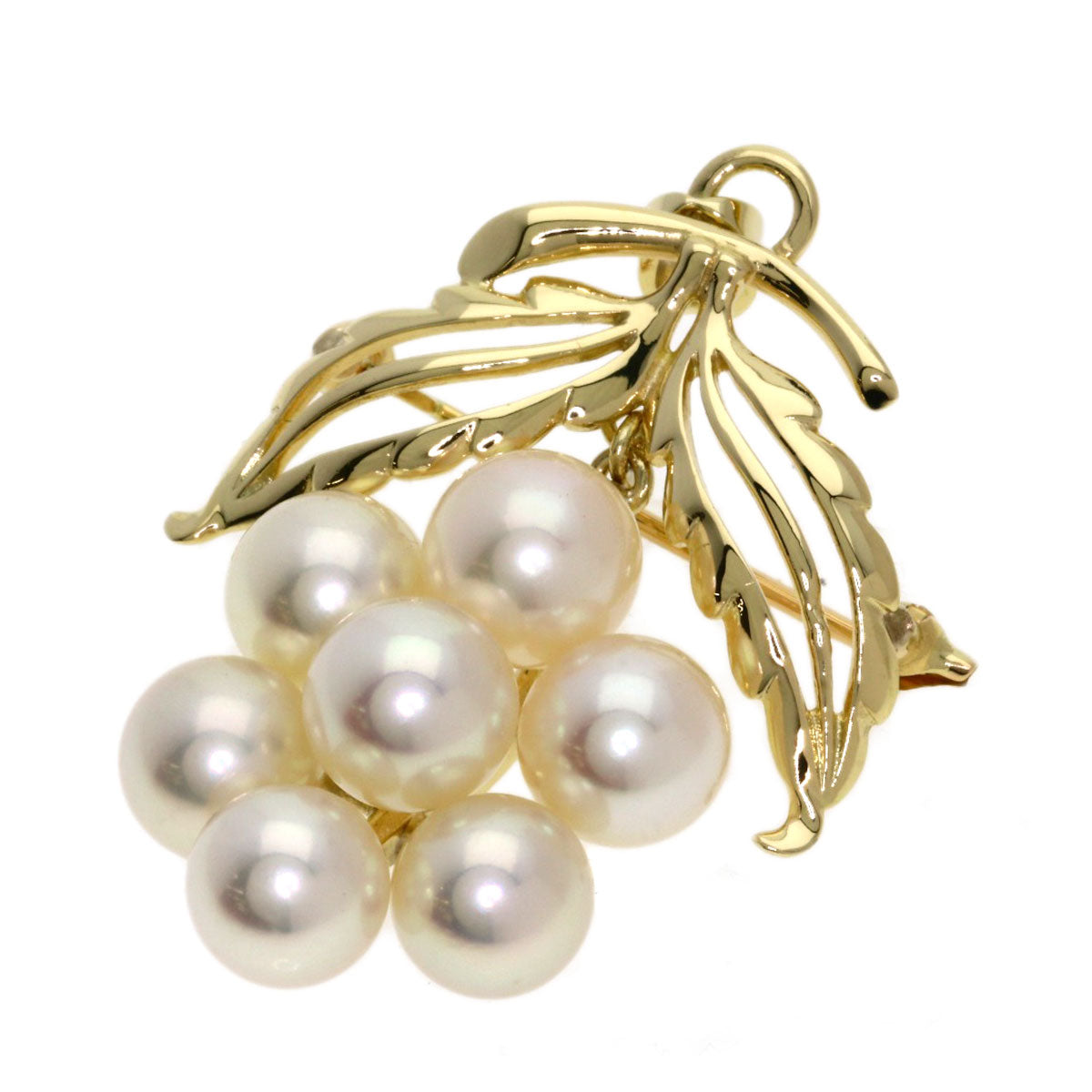 MIKIMOTO Pearl Pearl Diamond 2WAY Brooch K14 Yellow Gold Ladies [Used]