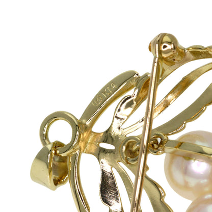 MIKIMOTO Pearl Pearl Diamond 2WAY Brooch K14 Yellow Gold Ladies [Used]