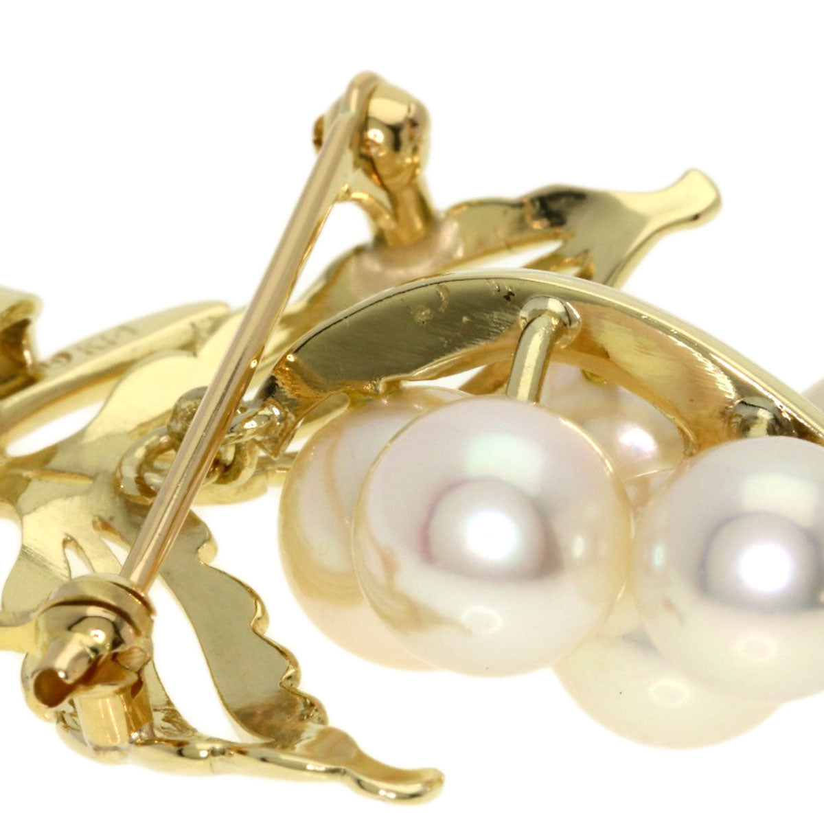 MIKIMOTO Pearl Pearl Diamond 2WAY Brooch K14 Yellow Gold Ladies [Used]