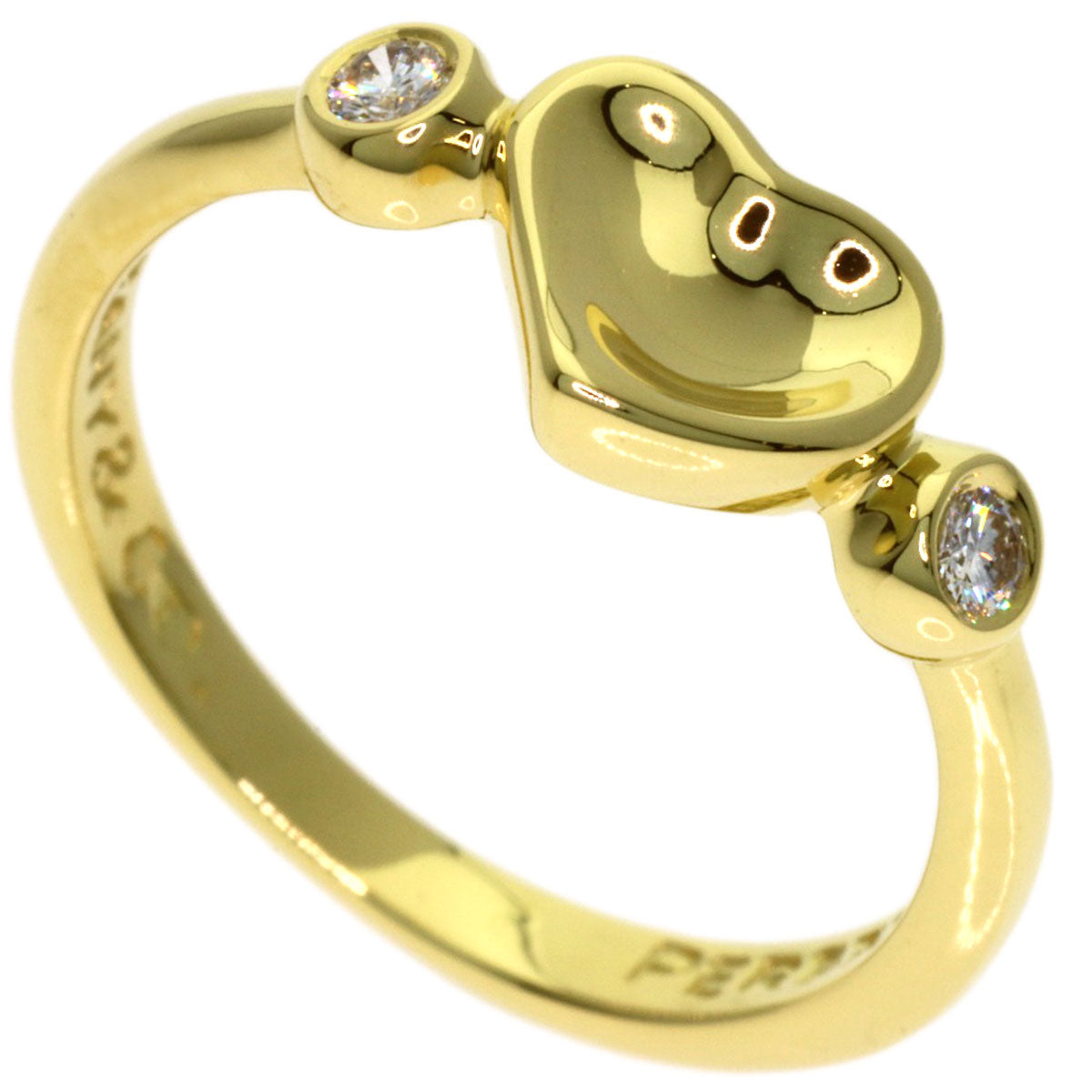 TIFFANY&Co. Closed Heart 2P Diamond Ring K18 Yellow Gold Ladies [Used]