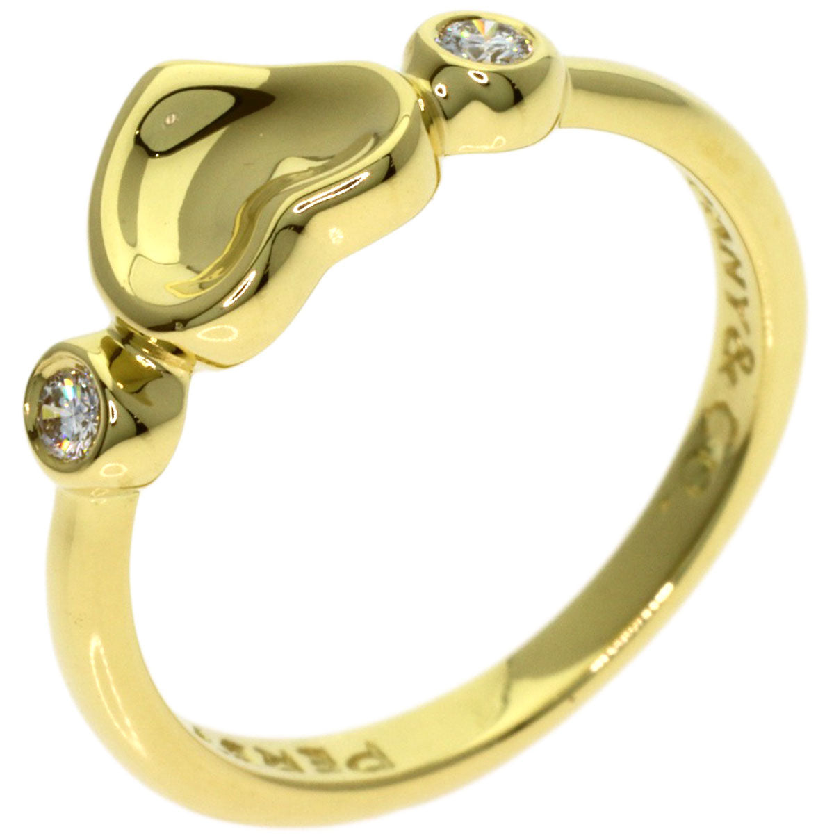 TIFFANY&Co. Closed Heart 2P Diamond Ring K18 Yellow Gold Ladies [Used]