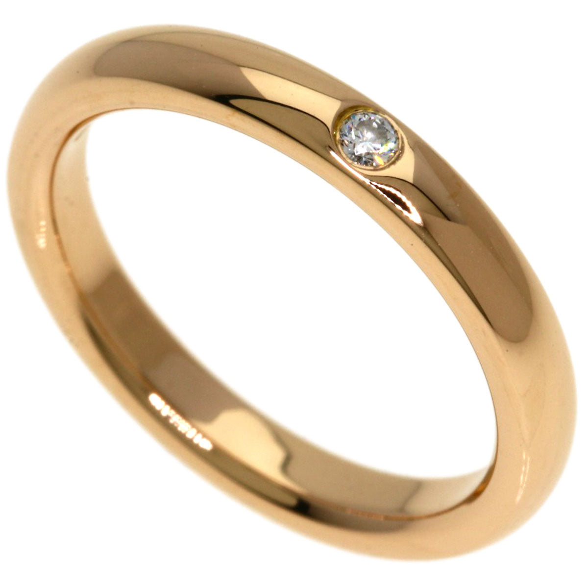 TIFFANY&Co. Stacking Band 1P Diamond Ring K18 Pink Gold Ladies [Used]