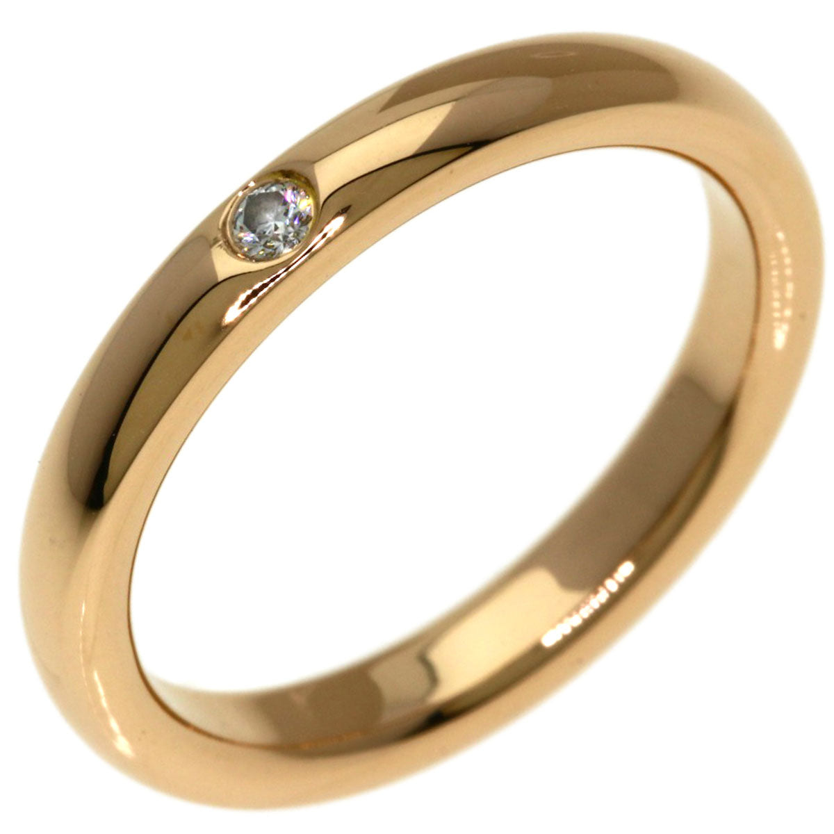 TIFFANY&Co. Stacking Band 1P Diamond Ring K18 Pink Gold Ladies [Used]
