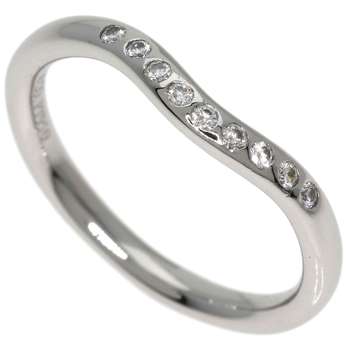 TIFFANY&Co. Curved band Diamond Ring Platinum PT950 Ladies [Used]