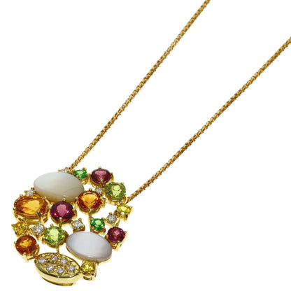 TASAKI Multicolored Stone Shell Diamond Necklace K18 Yellow Gold Ladies [Used]