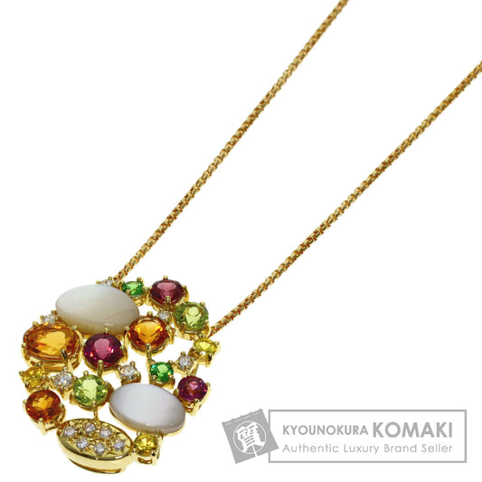 TASAKI Multicolored Stone Shell Diamond Necklace K18 Yellow Gold Ladies [Used]