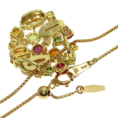 TASAKI Multicolored Stone Shell Diamond Necklace K18 Yellow Gold Ladies [Used]