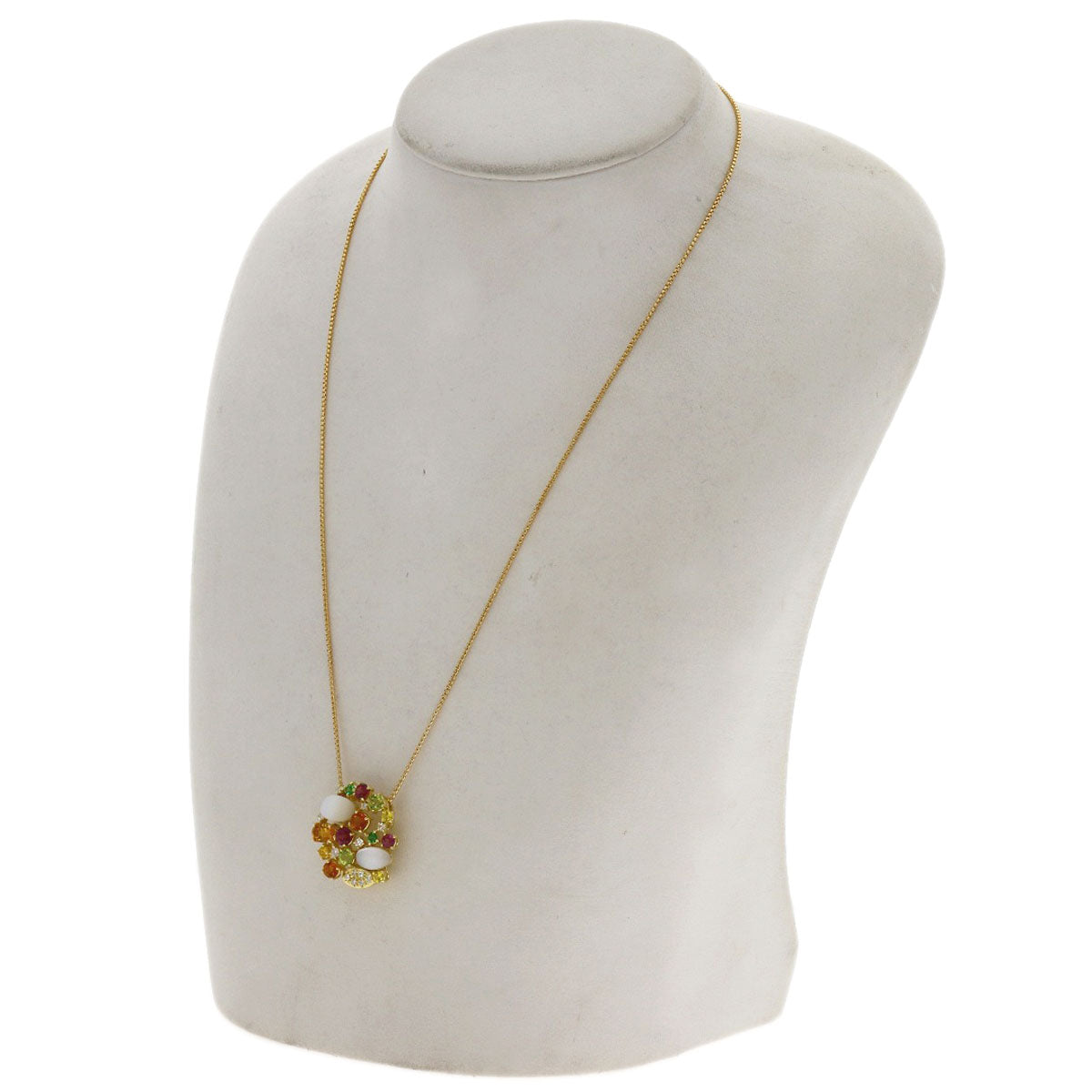 TASAKI Multicolored Stone Shell Diamond Necklace K18 Yellow Gold Ladies [Used]