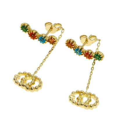 GUCCI Double G Multicolor Stone earring K18 Yellow Gold Ladies [Used]