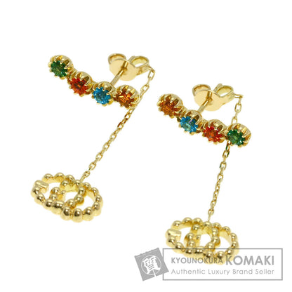 GUCCI Double G Multicolor Stone earring K18 Yellow Gold Ladies [Used]