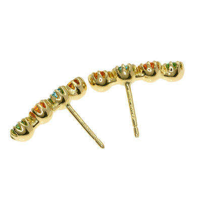 GUCCI Double G Multicolor Stone earring K18 Yellow Gold Ladies [Used]