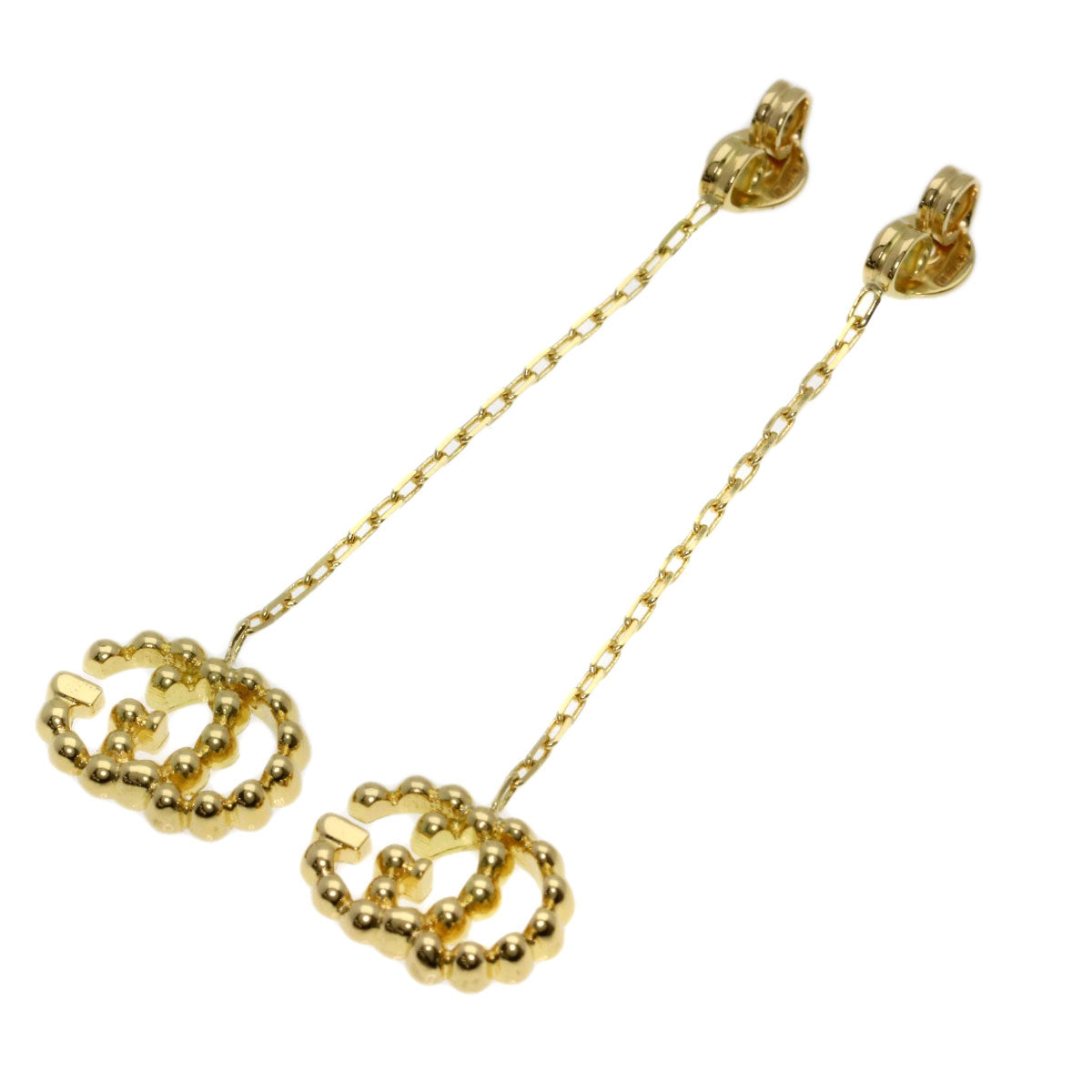 GUCCI Double G Multicolor Stone earring K18 Yellow Gold Ladies [Used]