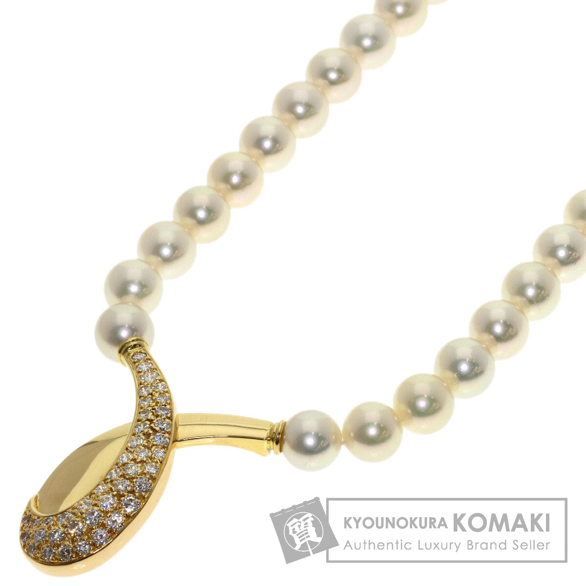 MIKIMOTO Pearl Pearl Diamond Necklace K18 Yellow Gold Ladies [Used]