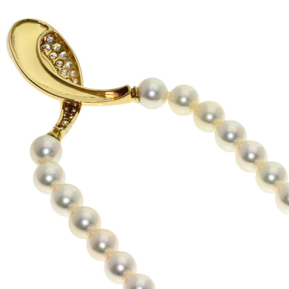 MIKIMOTO Pearl Pearl Diamond Necklace K18 Yellow Gold Ladies [Used]