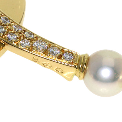MIKIMOTO Pearl Pearl Diamond Necklace K18 Yellow Gold Ladies [Used]