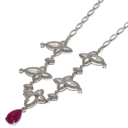 3.99ct Ruby Diamond Necklace K18 White Gold PT900 24g　Ladies