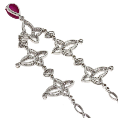 3.99ct Ruby Diamond Necklace K18 White Gold PT900 24g　Ladies