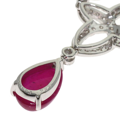 3.99ct Ruby Diamond Necklace K18 White Gold PT900 24g　Ladies