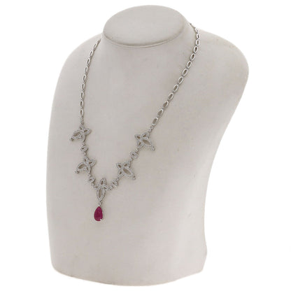 3.99ct Ruby Diamond Necklace K18 White Gold PT900 24g　Ladies