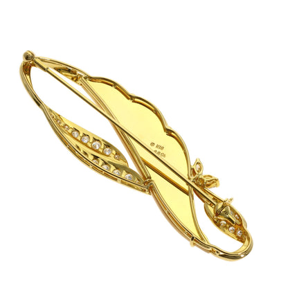 MIKIMOTO Shell Diamond Brooch K18 Yellow Gold Ladies [Used]