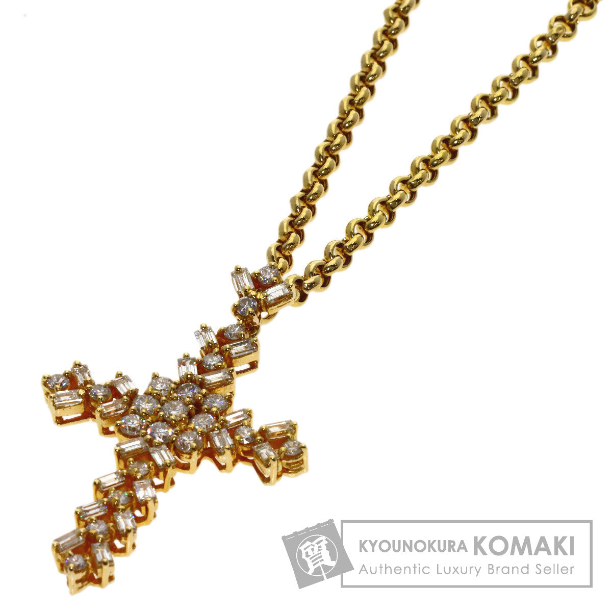 Cross diamond Necklace K18 Yellow Gold 21.8g　Ladies