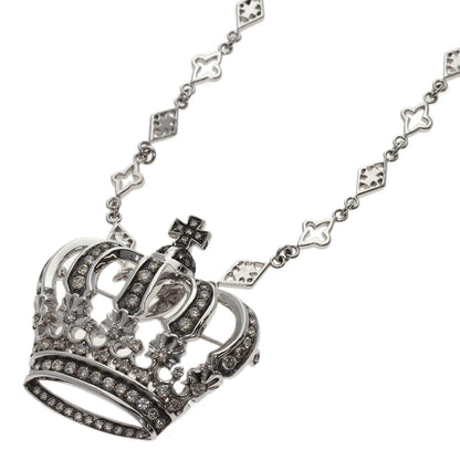 3ct Crown Diamond Necklace K18 White Gold 39.6g　mens