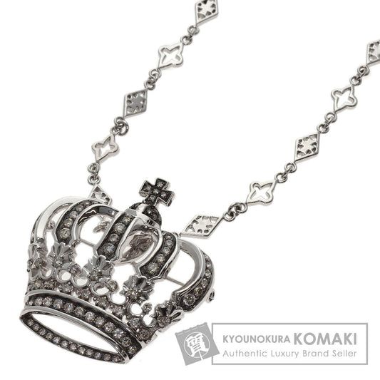 3ct Crown Diamond Necklace K18 White Gold 39.6g　mens